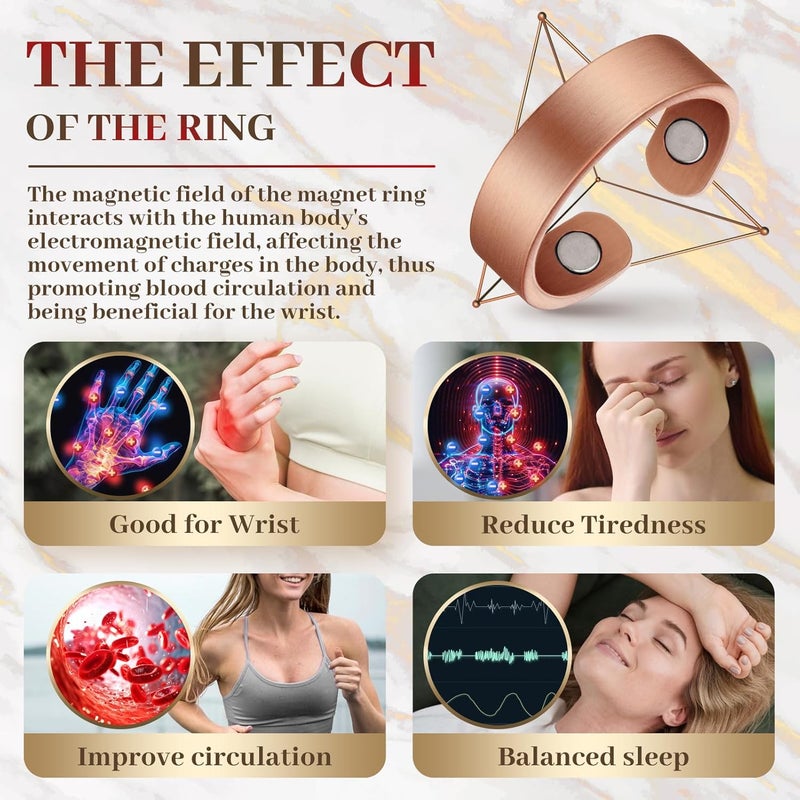 Auramag Copper Rings for Women, Lymph Detox Magnetic Thumb Rings,99.9% Solid Pure Copper Jewelry Gift with Ring Box Products(Set of 2) - Image 5